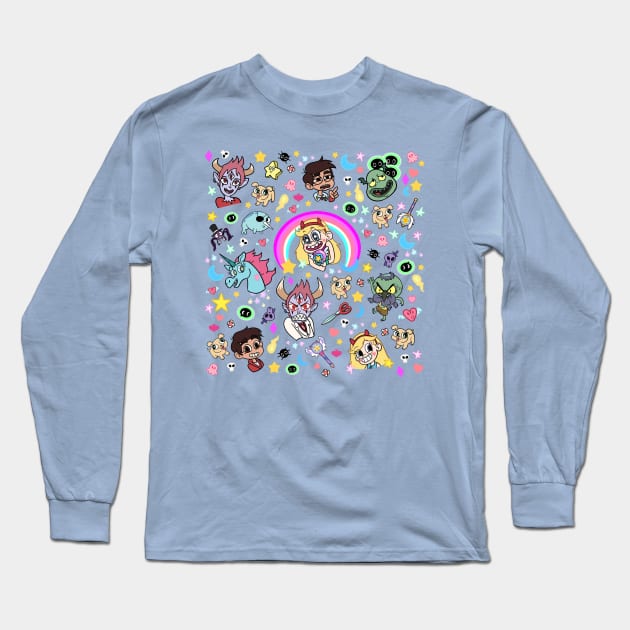 Star VS The Forces Of Evil Pattern Long Sleeve T-Shirt by Angsty-angst